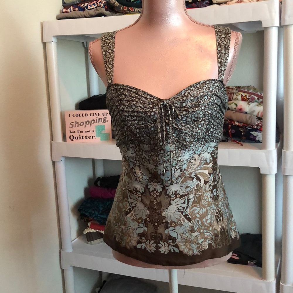 Silky floral print tank top